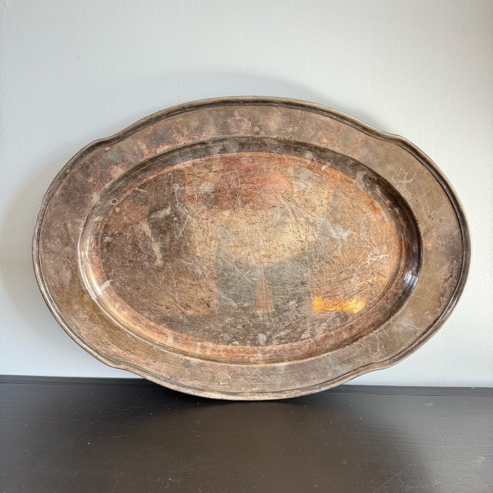 Gorham Vintage Large 20in Y217 Silver Soldered Oval Serving Tray Platter Dining